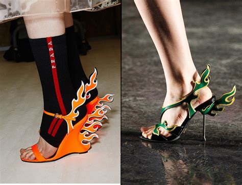 prada scarpe con fiamme con ghetta|Perché i sandali con le fiamme Prada torneranno di moda.